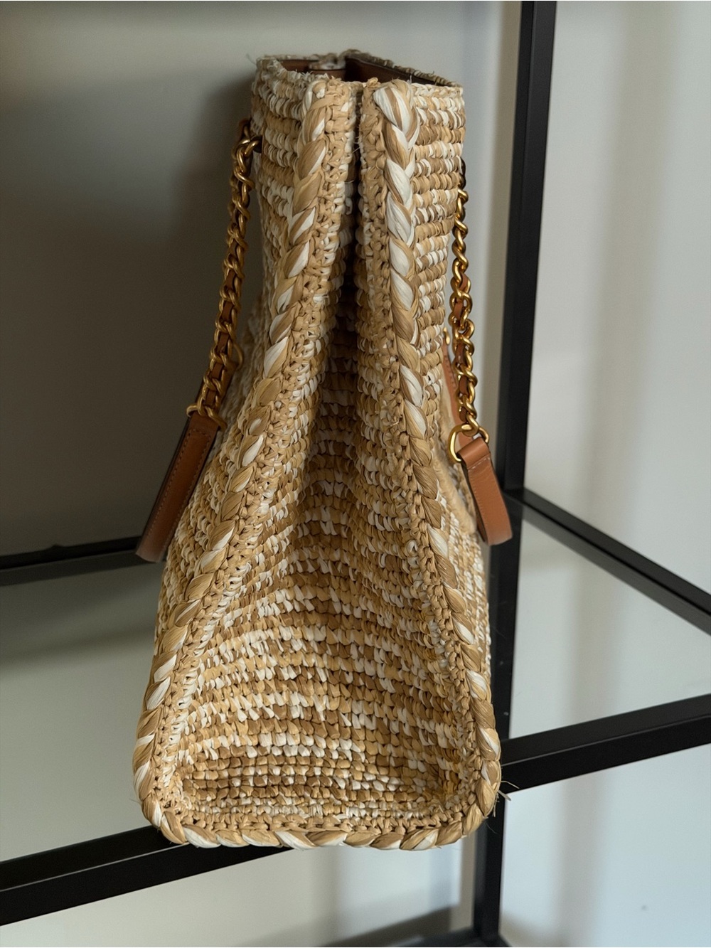 Tory Burch Ella Woven Logo Large Tote - Picture 5 of 9